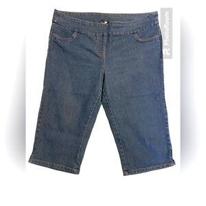 Wide leg stretch denim capris